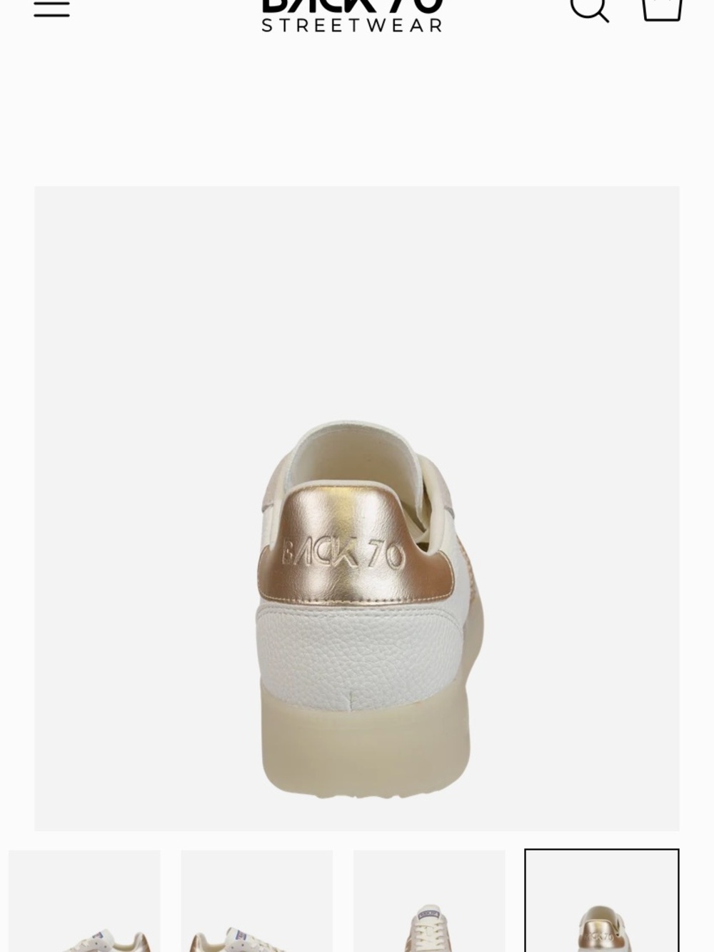 Back 70 Women's Athletic Sneaker in White with Gold Trim - Picture 4 of 5